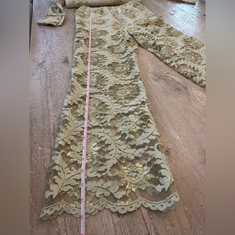 Gibbs-Louis 60s Vintage Gold Floral Lace Two-Piece Holiday Set - Picture 14 of 14